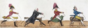 Professionele mannen op hobbelpaarden, ca. 1820 door English School